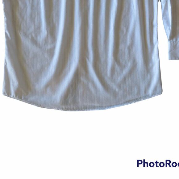 Men's Dockers White Striped Button Down Dress Shirt, Size Large 16-16.5, 32-33 - Picture 7 of 7